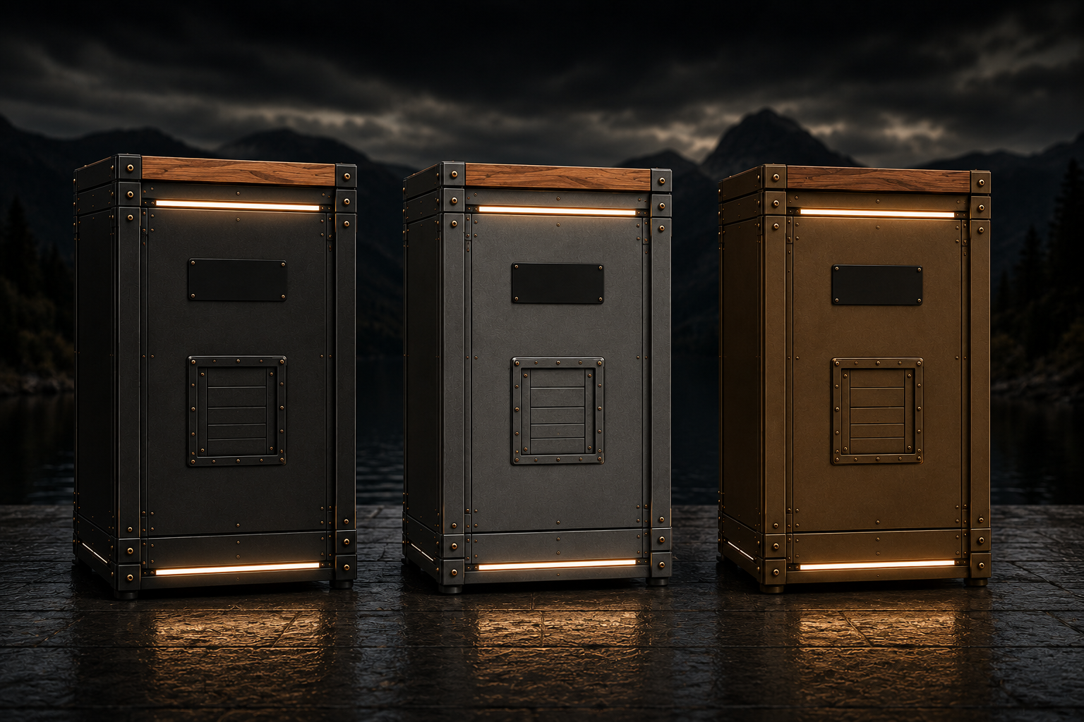 Grill Armory in three colorways — Stealth Black, Ranger Grey, Coyote Brown